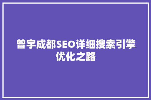 曾宇成都SEO详细搜索引擎优化之路