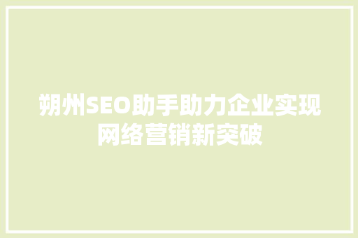 朔州SEO助手助力企业实现网络营销新突破