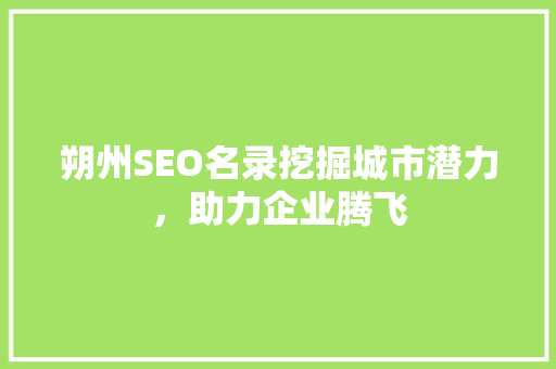 朔州SEO名录挖掘城市潜力，助力企业腾飞