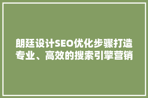 朗廷设计SEO优化步骤打造专业、高效的搜索引擎营销方法