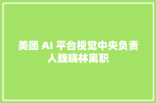 美团 AI 平台视觉中央负责人魏晓林离职