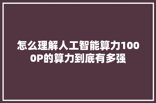 怎么理解人工智能算力1000P的算力到底有多强