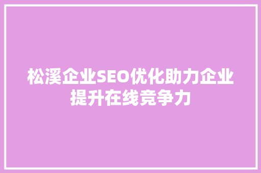 松溪企业SEO优化助力企业提升在线竞争力