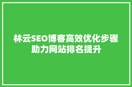 林云SEO博客高效优化步骤助力网站排名提升