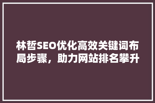 林哲SEO优化高效关键词布局步骤，助力网站排名攀升