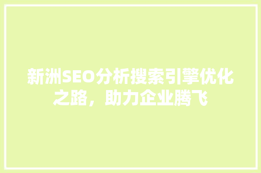 新洲SEO分析搜索引擎优化之路，助力企业腾飞