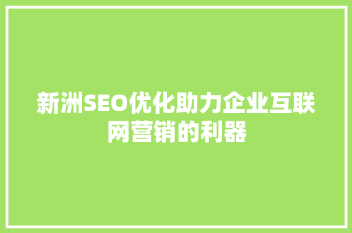 新洲SEO优化助力企业互联网营销的利器