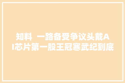 知料  一路备受争议头戴AI芯片第一股王冠寒武纪到底有没有护城河