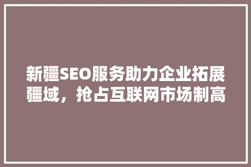 新疆SEO服务助力企业拓展疆域，抢占互联网市场制高点