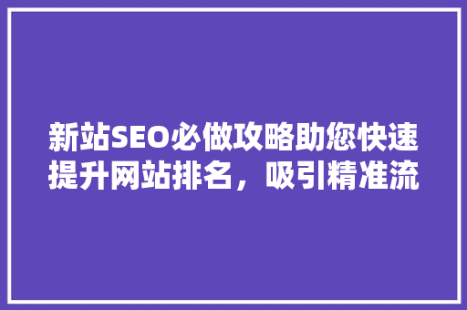 新站SEO必做攻略助您快速提升网站排名，吸引精准流量