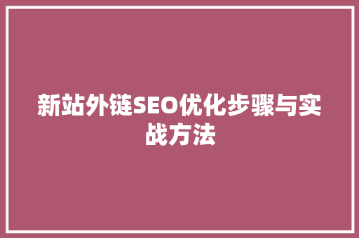 新站外链SEO优化步骤与实战方法