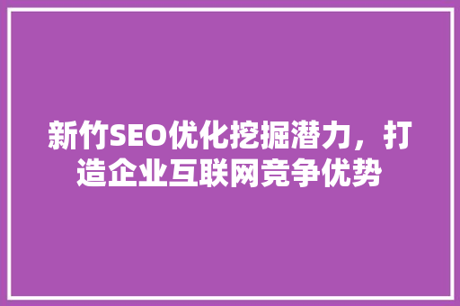 新竹SEO优化挖掘潜力，打造企业互联网竞争优势