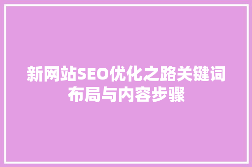 新网站SEO优化之路关键词布局与内容步骤