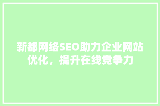 新都网络SEO助力企业网站优化，提升在线竞争力