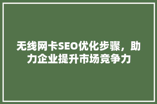 无线网卡SEO优化步骤，助力企业提升市场竞争力