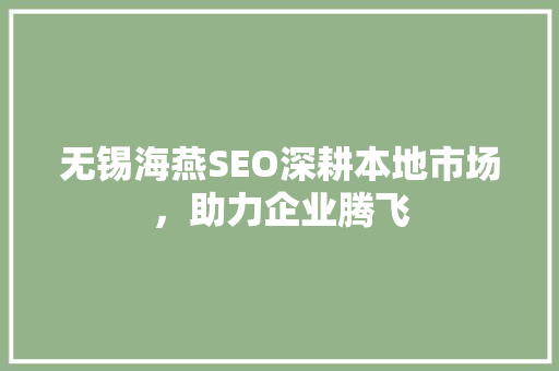 无锡海燕SEO深耕本地市场，助力企业腾飞