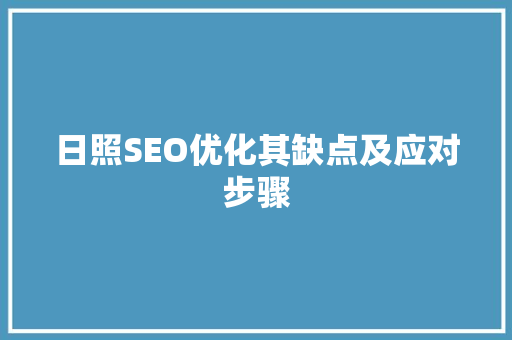 日照SEO优化其缺点及应对步骤