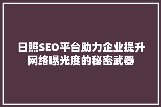 日照SEO平台助力企业提升网络曝光度的秘密武器