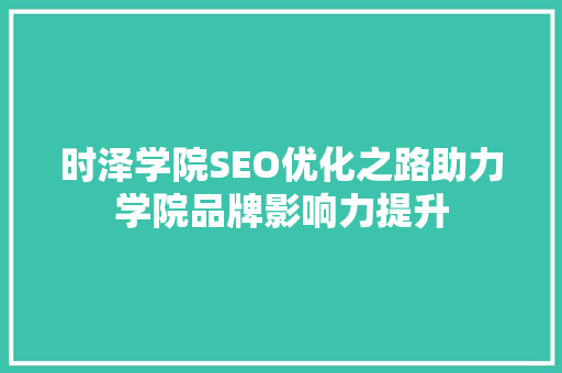 时泽学院SEO优化之路助力学院品牌影响力提升