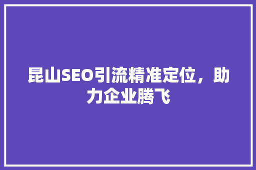 昆山SEO引流精准定位，助力企业腾飞