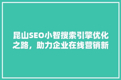 昆山SEO小智搜索引擎优化之路，助力企业在线营销新篇章