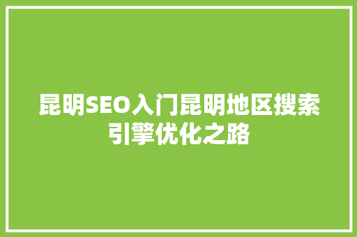 昆明SEO入门昆明地区搜索引擎优化之路