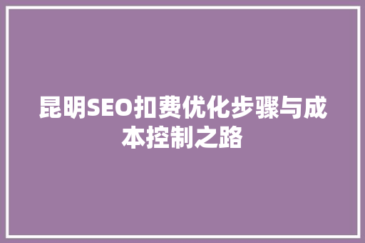 昆明SEO扣费优化步骤与成本控制之路