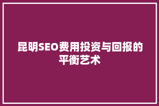 昆明SEO费用投资与回报的平衡艺术