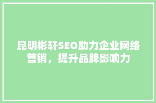 昆明彬轩SEO助力企业网络营销，提升品牌影响力