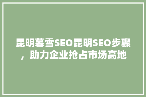 昆明暮雪SEO昆明SEO步骤，助力企业抢占市场高地