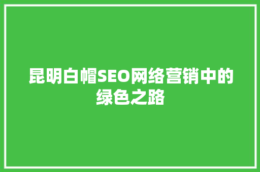 昆明白帽SEO网络营销中的绿色之路