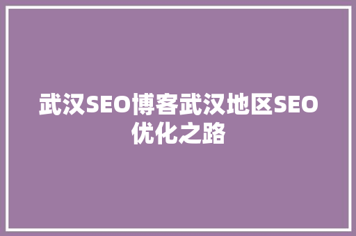 武汉SEO博客武汉地区SEO优化之路