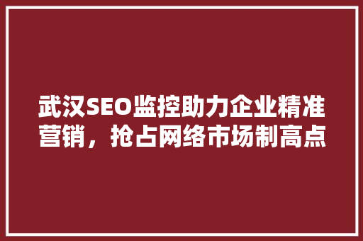 武汉SEO监控助力企业精准营销，抢占网络市场制高点