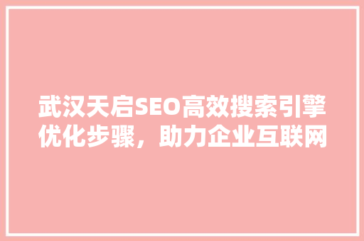 武汉天启SEO高效搜索引擎优化步骤，助力企业互联网营销腾飞