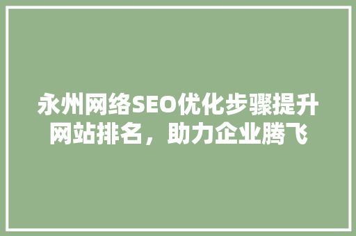 永州网络SEO优化步骤提升网站排名，助力企业腾飞