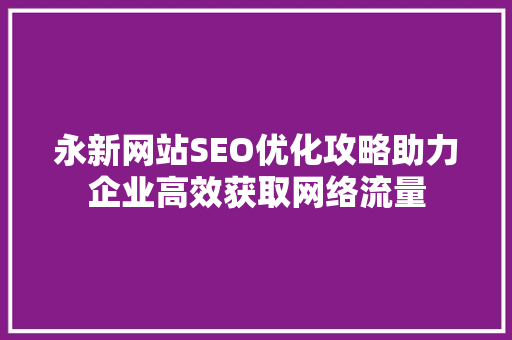 永新网站SEO优化攻略助力企业高效获取网络流量