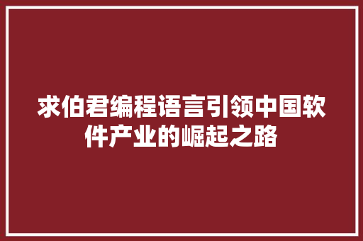 求伯君编程语言引领中国软件产业的崛起之路