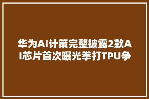 华为AI计策完整披露2款AI芯片首次曝光拳打TPU争锋英伟达