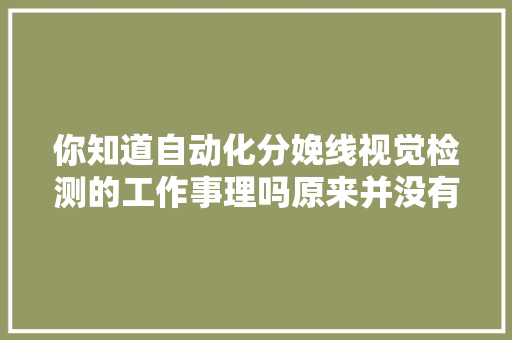 你知道自动化分娩线视觉检测的工作事理吗原来并没有想象那么难