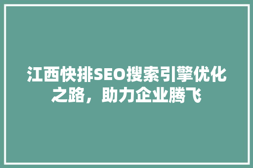 江西快排SEO搜索引擎优化之路，助力企业腾飞