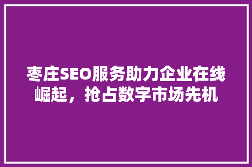 枣庄SEO服务助力企业在线崛起，抢占数字市场先机