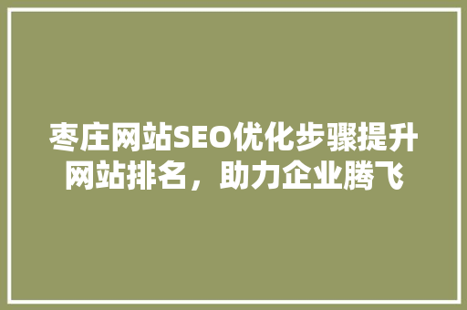 枣庄网站SEO优化步骤提升网站排名，助力企业腾飞