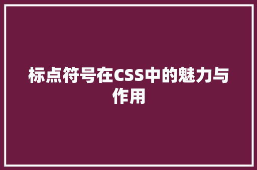 标点符号在CSS中的魅力与作用