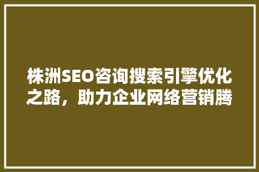 株洲SEO咨询搜索引擎优化之路，助力企业网络营销腾飞