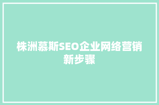 株洲慕斯SEO企业网络营销新步骤