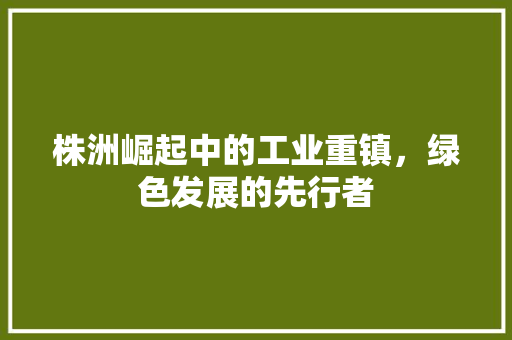 株洲崛起中的工业重镇，绿色发展的先行者