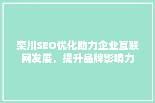 栾川SEO优化助力企业互联网发展，提升品牌影响力