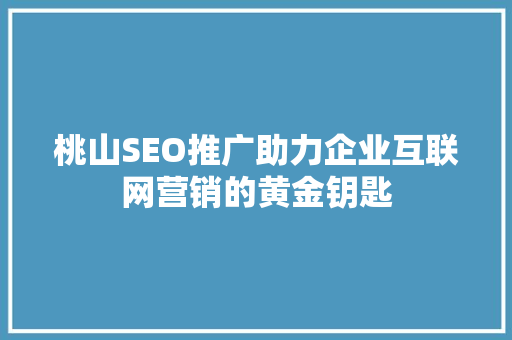 桃山SEO推广助力企业互联网营销的黄金钥匙