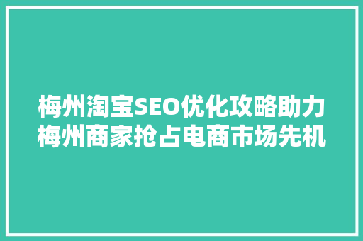 梅州淘宝SEO优化攻略助力梅州商家抢占电商市场先机