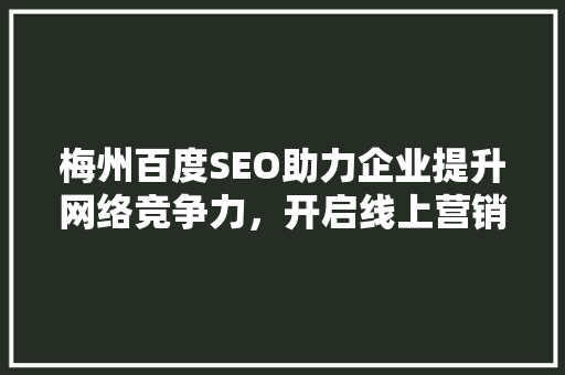 梅州百度SEO助力企业提升网络竞争力，开启线上营销新篇章